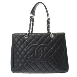 Chanel Matelasse Gst Black silver Hardware Caviar Skin Tote Bag